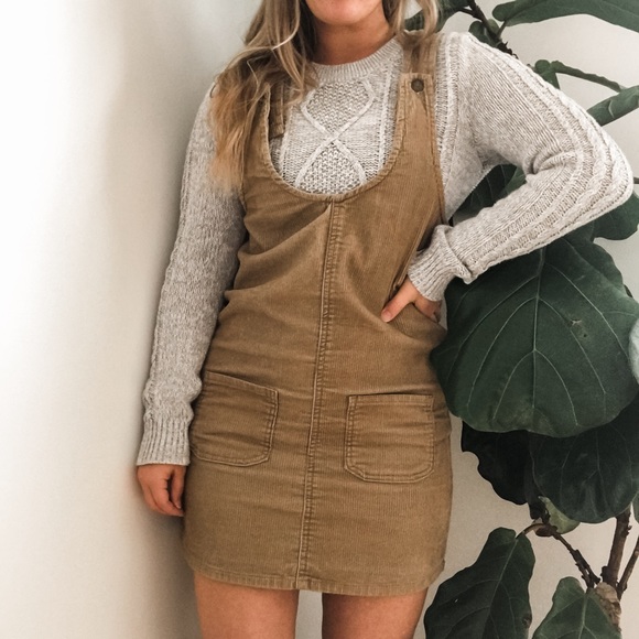 Tan Corduroy Jumper Dress 